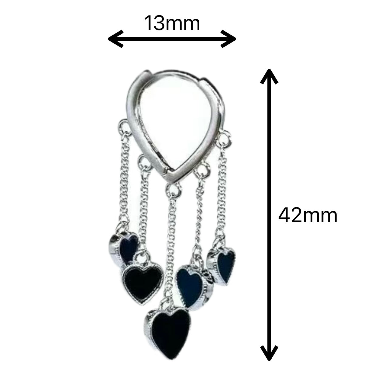 Hoop Earrings Black Dangle Hearts