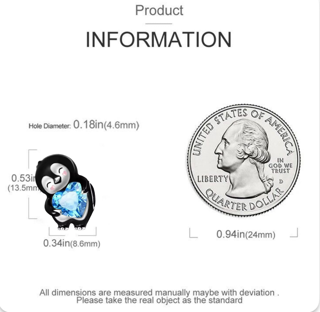 Cute Penguin with Heart Charms