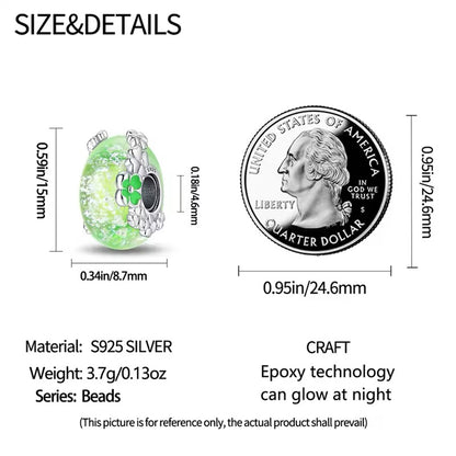 Green Murano Glass with Daisy Flowers Charm