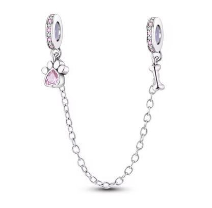 Dog Paw & Bone Safety Chain Charm