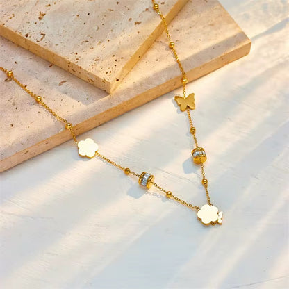 Butterfly on Flower Tassel Necklace