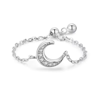 Moon Adjustable Chain Finger Rings