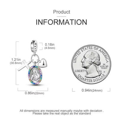 The Virgin Maria with Cross & Heart Charm