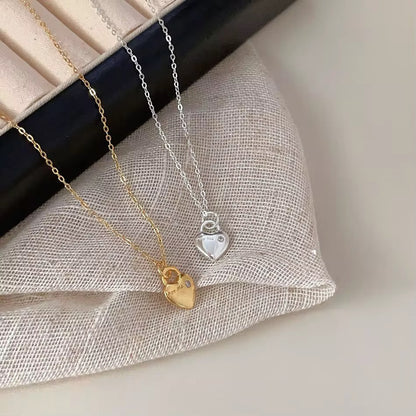 Sterling Silver Heart Padlock Necklace