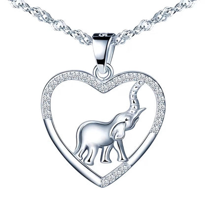 Elephant in Heart Necklace