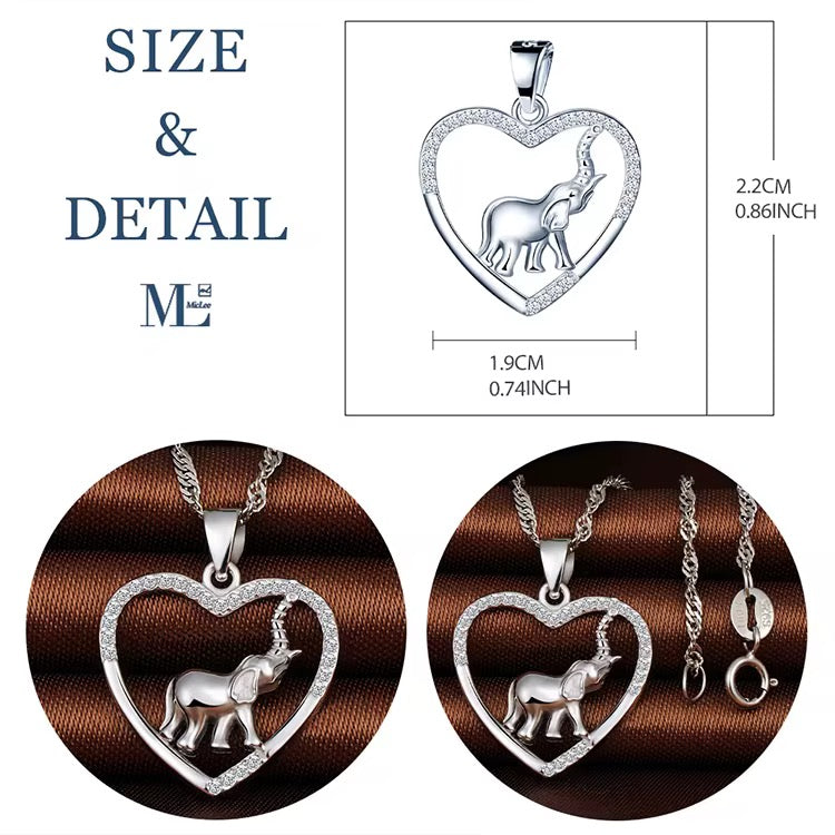 Elephant in Heart Necklace