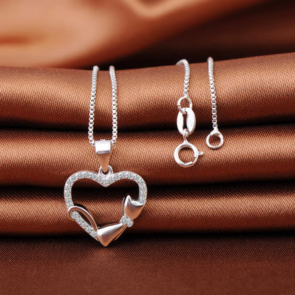 Cat on the Heart Necklace