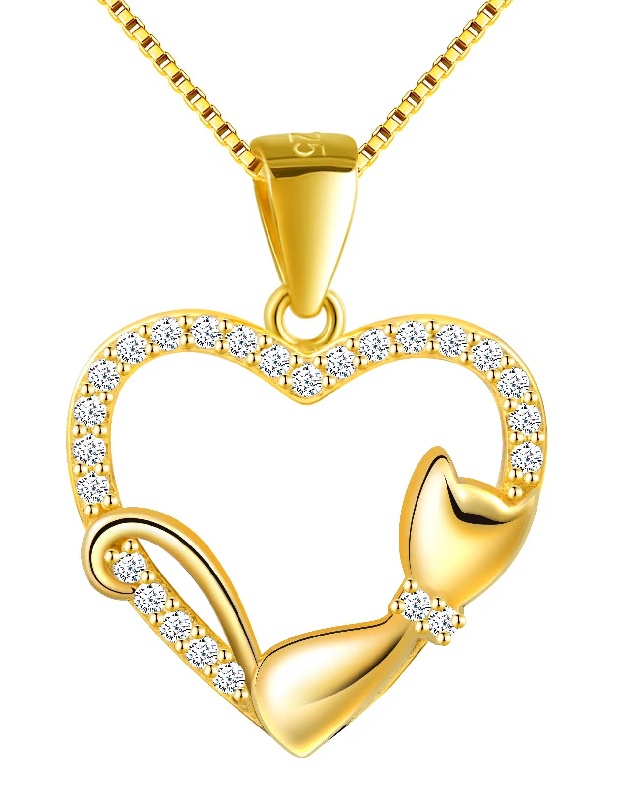 Cat on the Heart Necklace