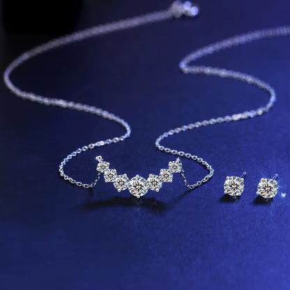 Smile Shape Cubic Zirconia Chain Necklace and Earring Set