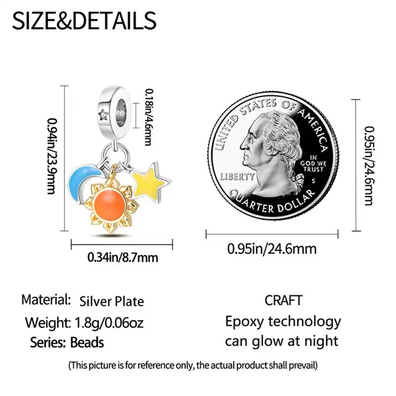 Luminous Sun Moon & Star Dangle Charm