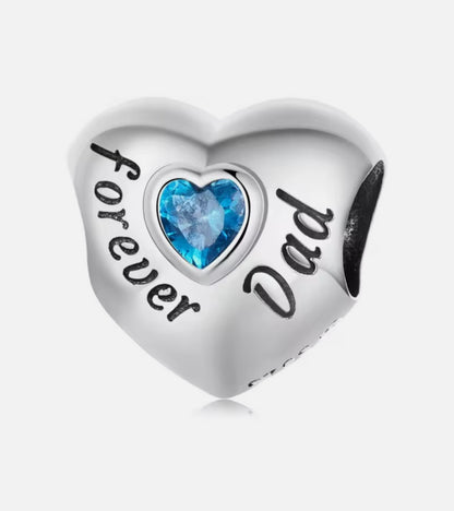 Love Dad Heart With Zircon Bead Charm