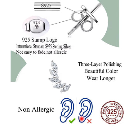 Marquise Cut CZ Leaf Stud Earrings