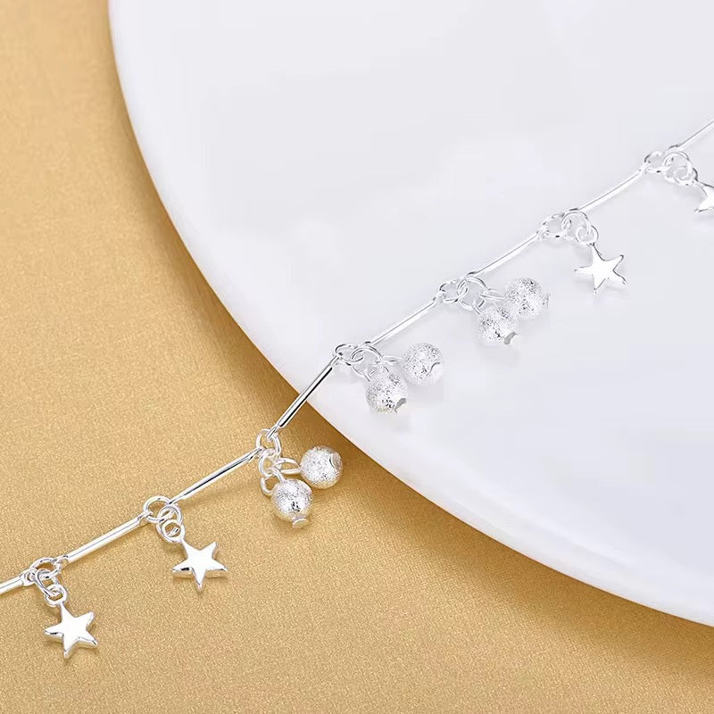 Frosted Beads Star Charm Bracelet