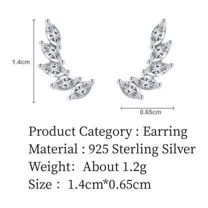 Marquise Cut CZ Leaf Stud Earrings