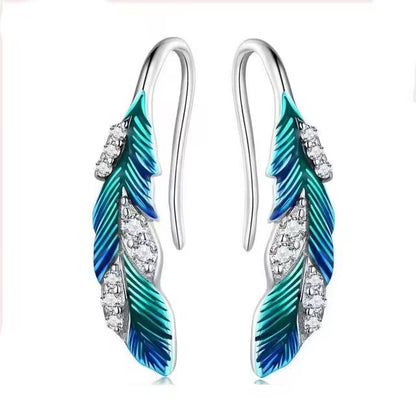 Blue Feather Earrings