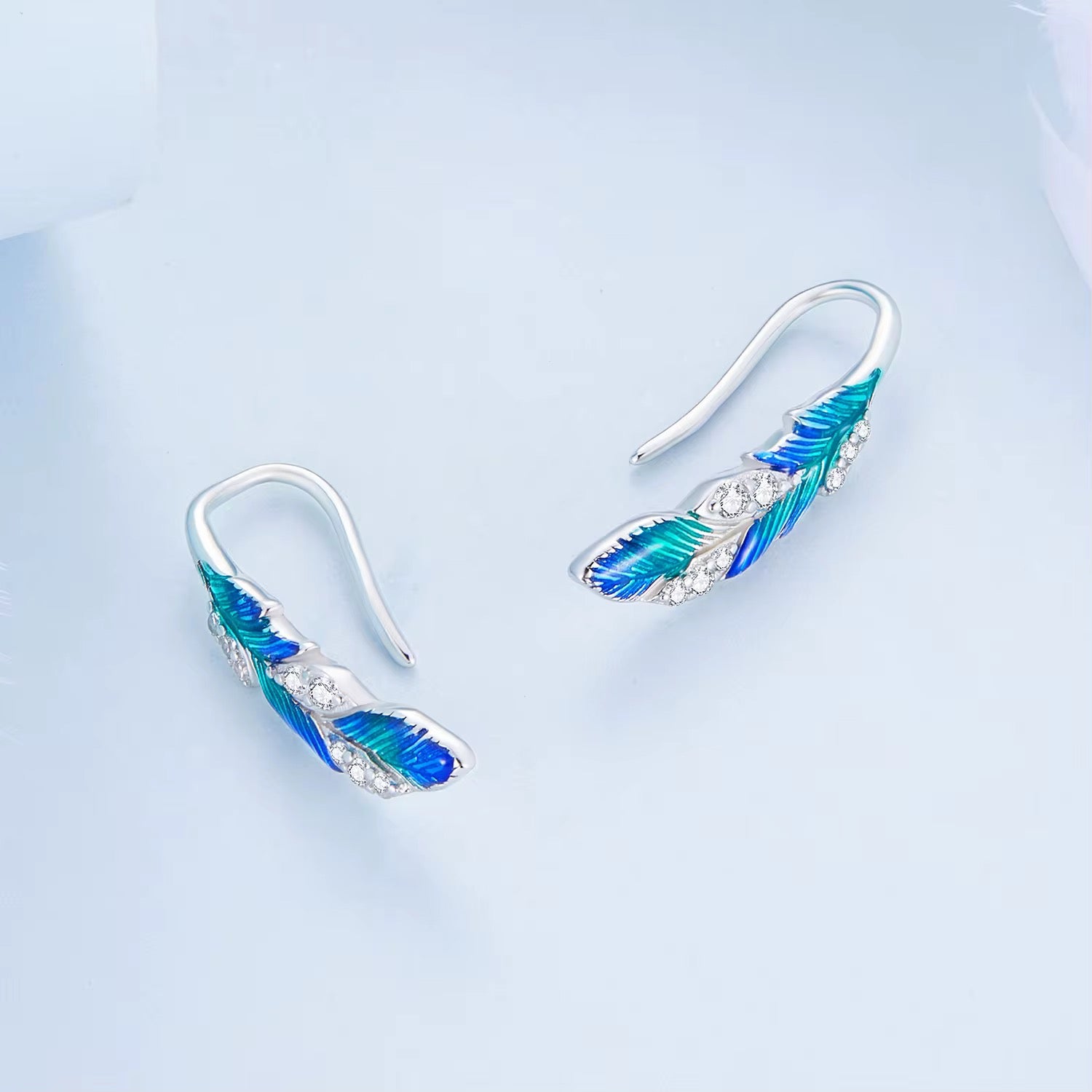 Blue Feather Earrings