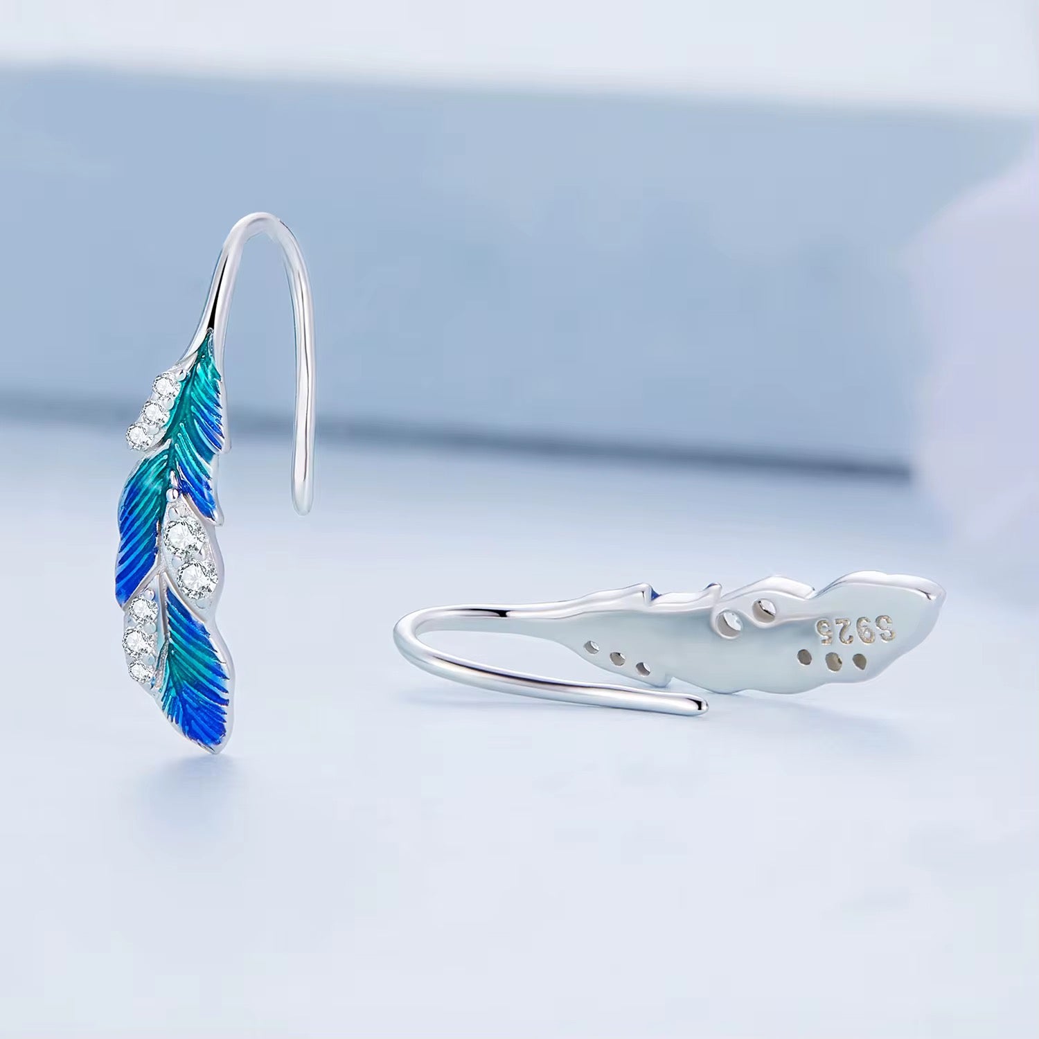 Blue Feather Earrings