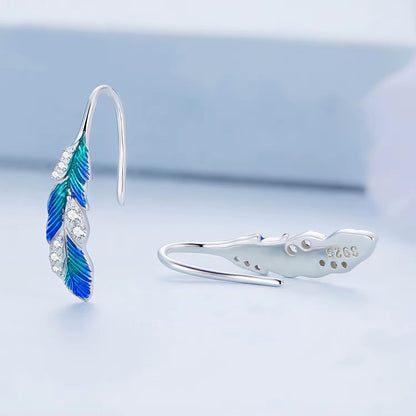 Blue Feather Earrings