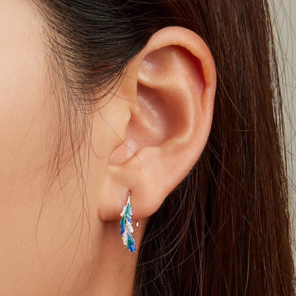 Blue Feather Earrings