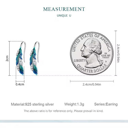 Blue Feather Earrings