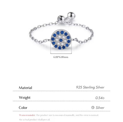 Evil Eyes Cubic Zirconia Adjustable Chain Ring