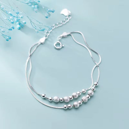 Silver Stardust Beaded Layer Bracelet