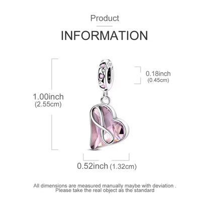 Pink Heart Infinity Dangle Charm