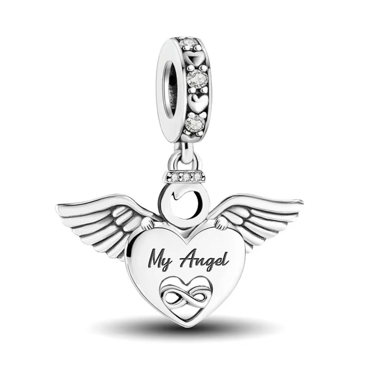 “My Angel” Heart Wings Dangle Charm