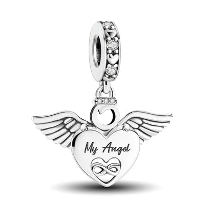 “My Angel” Heart Wings Dangle Charm