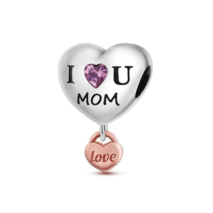 Love Mum Heart With Zirconia Charm