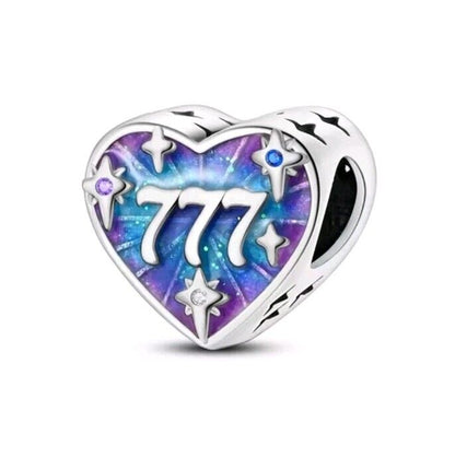 Lucky Number 777 Heart Charm