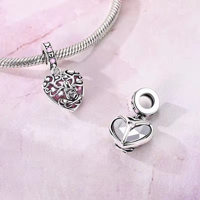 Meditation lotus woman heart charm spiritual jewelry pink dangle bead bracelet charm