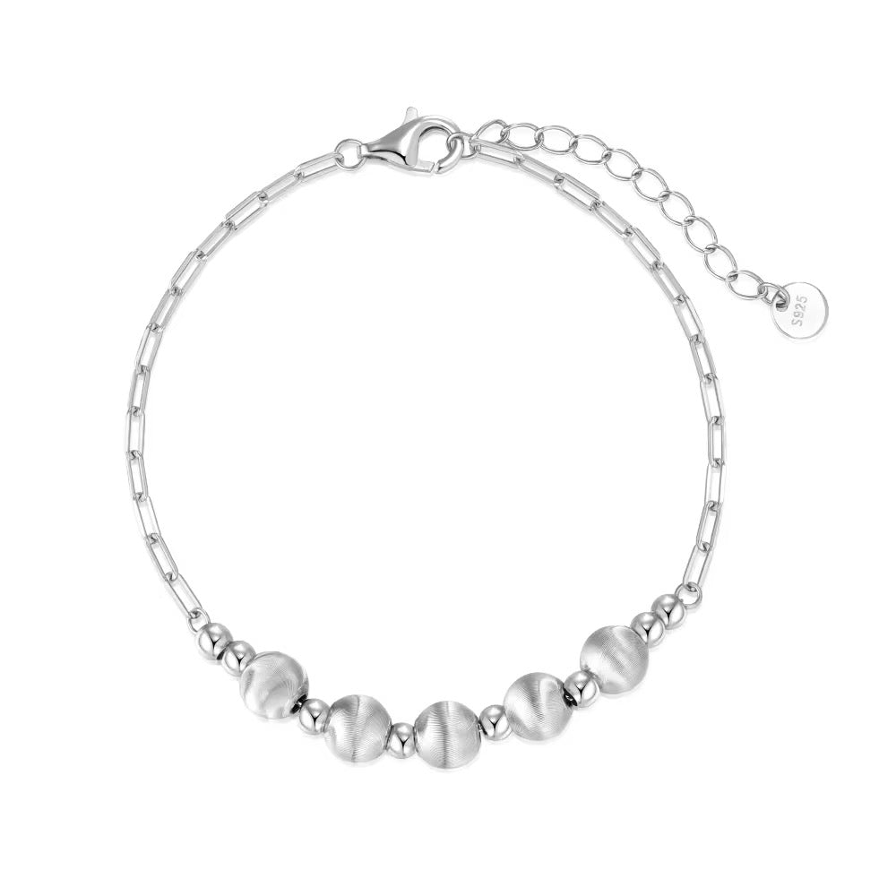 Minimal beaded chain bracelet 925 sterling silver delicate adjustable ball bead bracelet elegant minimalist jewelry