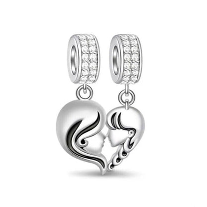 Mum & Daughter Love Heart Charm