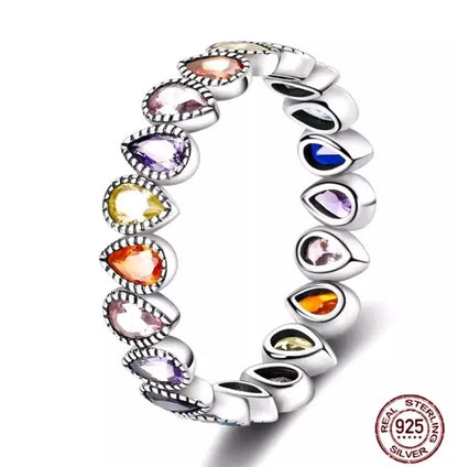 Multicoloured Ring With Teardrop Cubic Zirconia