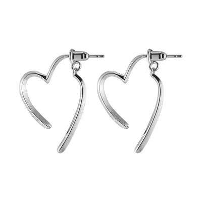 Open heart drop earrings 925 sterling silver minimal elegant love jewelry lightweight