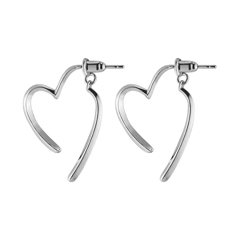 Open heart drop earrings 925 sterling silver minimal elegant love jewelry lightweight