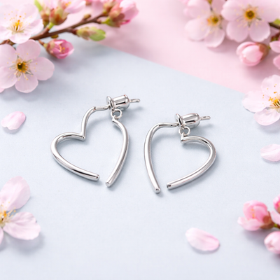 Open heart drop earrings 925 sterling silver minimal elegant love jewelry lightweight