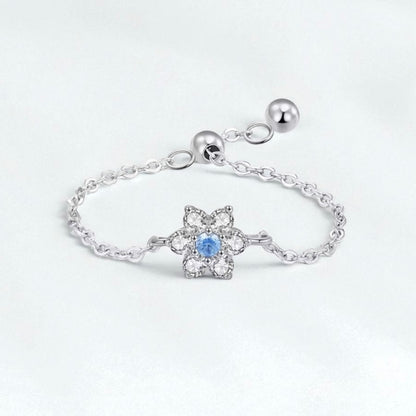 Blue Blossom Adjustable Silver Ring