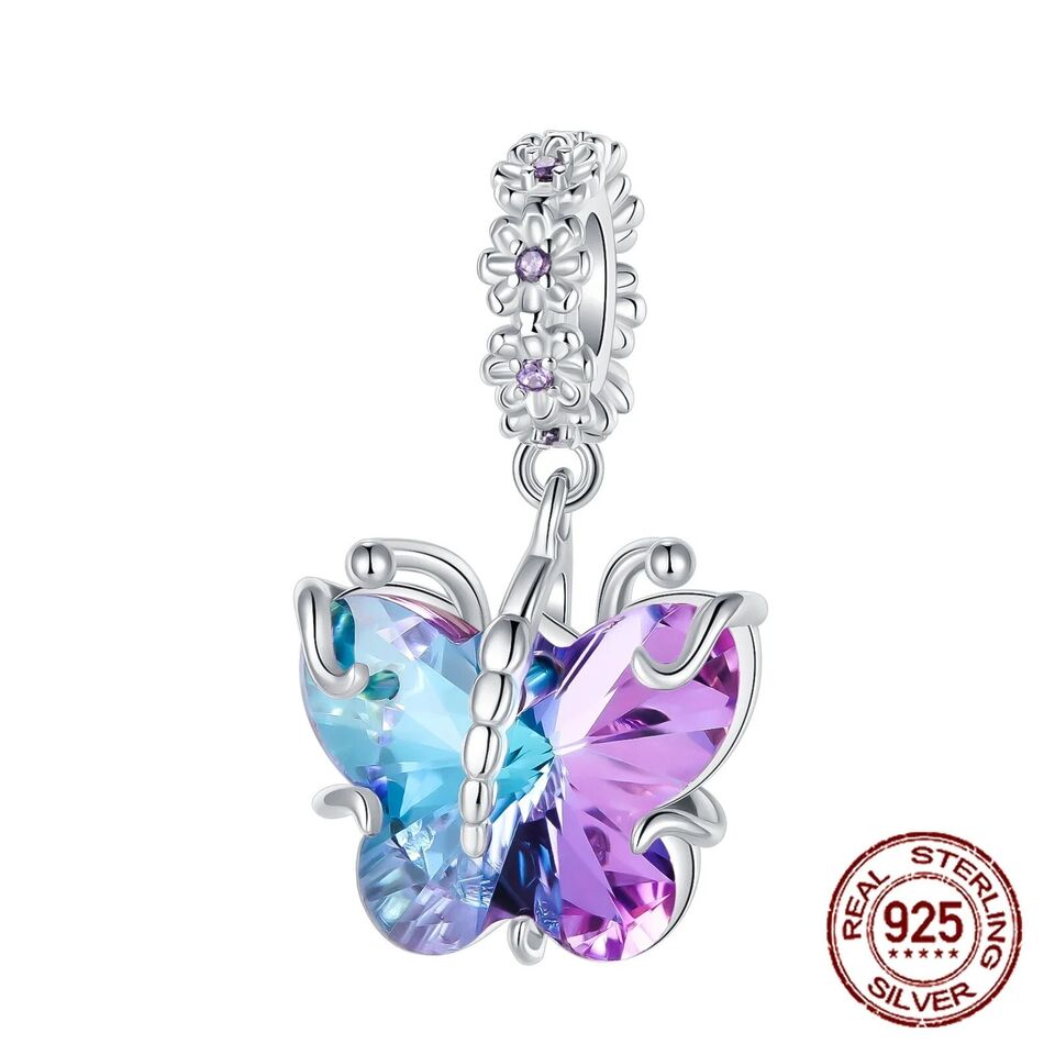 Crystal Butterfly Dangle Charm