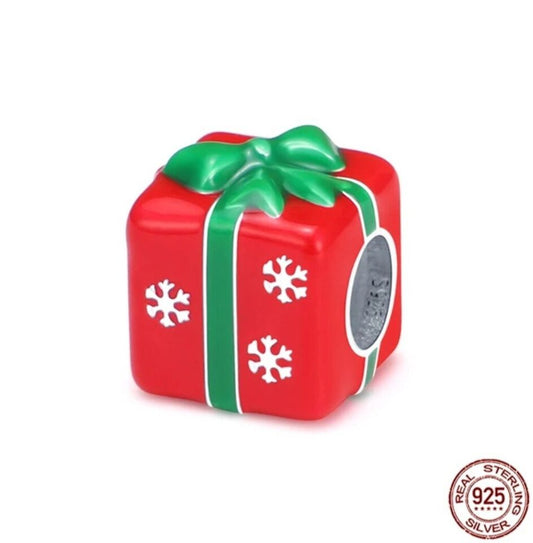 Red Gift With Snowflakes Charm