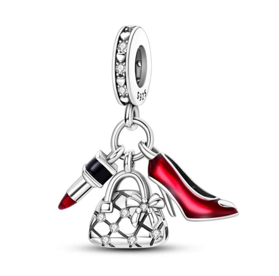 Red Heels Bag & Lipstick Dangle Charm