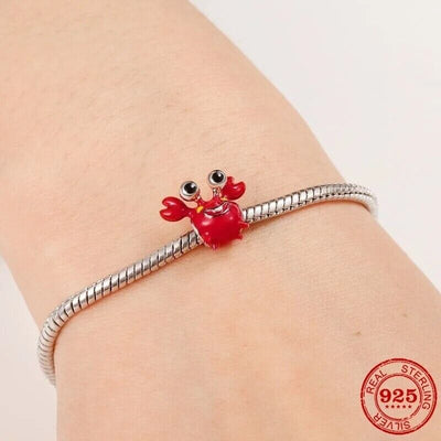 Red lovely crab charm 925 sterling silver cute ocean animal jewelry bracelet accessory gift