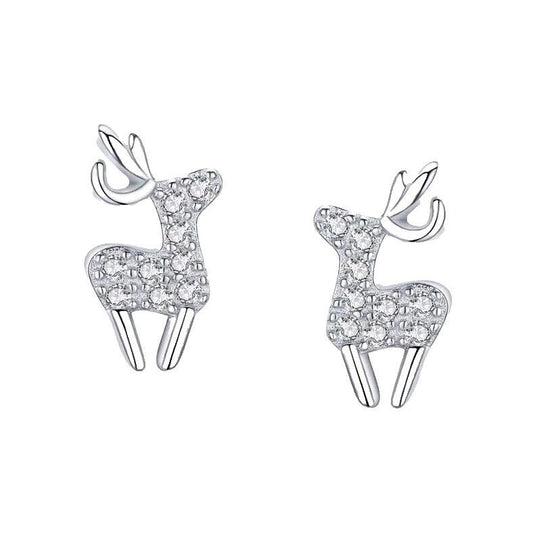 Reindeer Sparkling Zirconia Stud Earrings