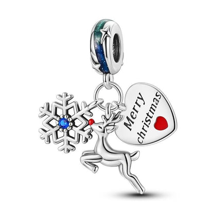 Reindeer & Snowflake Dangle Charm