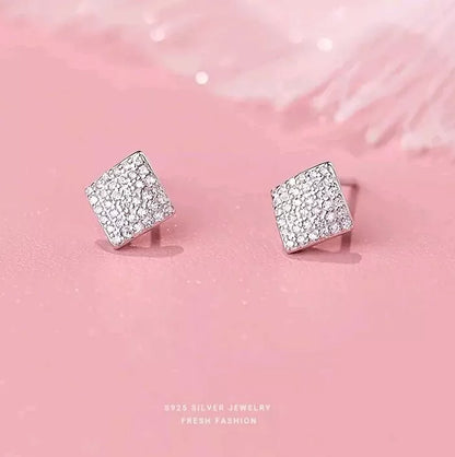 Sparkling Square Zirconia Stud Earrings