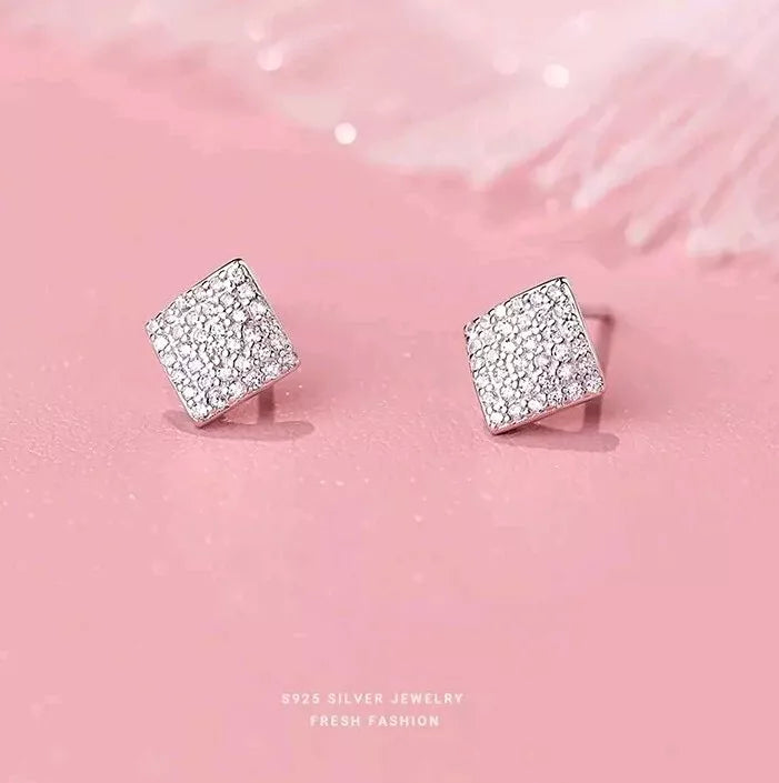 Sparkling Square Zirconia Stud Earrings