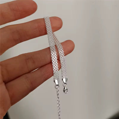Sparkling mesh chain bracelet 925 sterling silver adjustable woven bracelet elegant minimalist jewelry for women