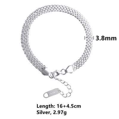 Sparkling mesh chain bracelet 925 sterling silver adjustable woven bracelet elegant minimalist jewelry for women