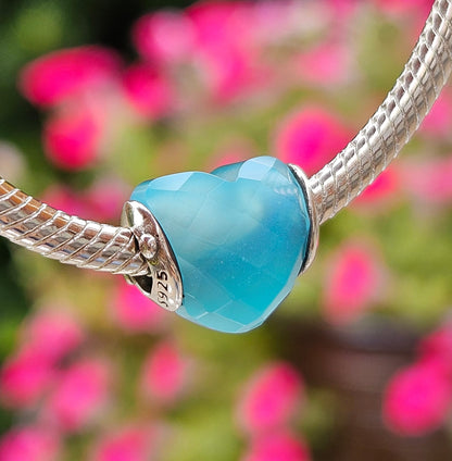 Sky Blue Heart Murano Glass Charm